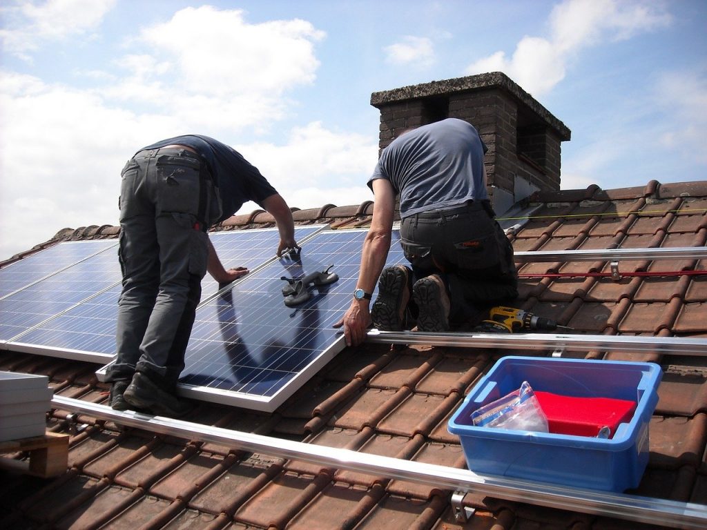 Installing solar panels on a house renovation in Spain